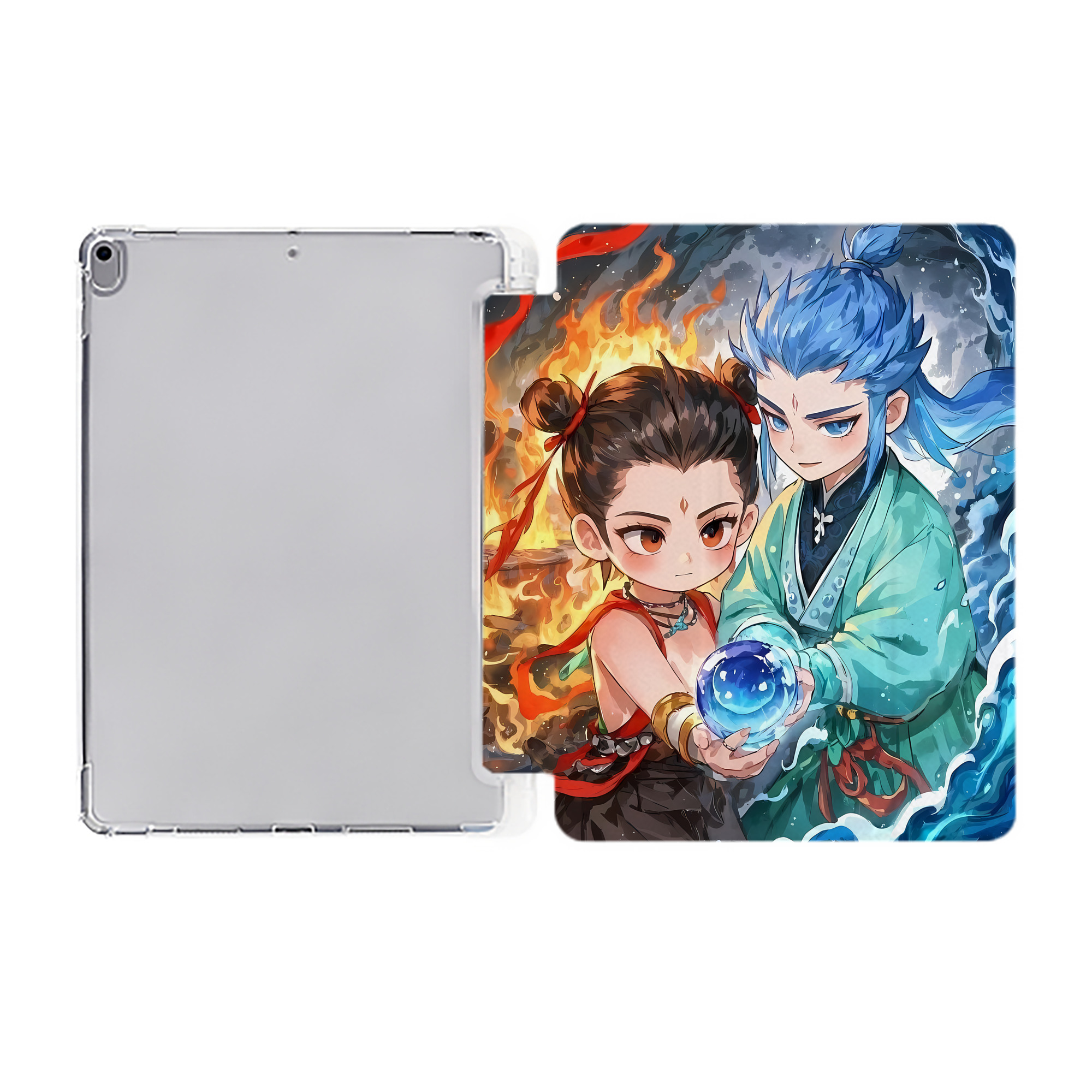 （画像用） Ne Zha 2 ナタ 魔童の大暴れ IPad ケース ペン収納付き 三つ折りスタンド PUレザー×シリコン 対応機種9.5/10.5/10.9インチ